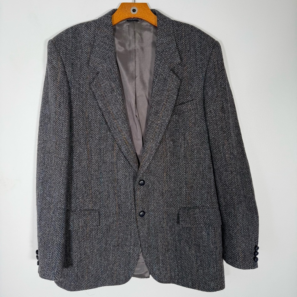 Vintage Harris Tweed Blazer Sport Coat Grey 44 Classic Old Money L
